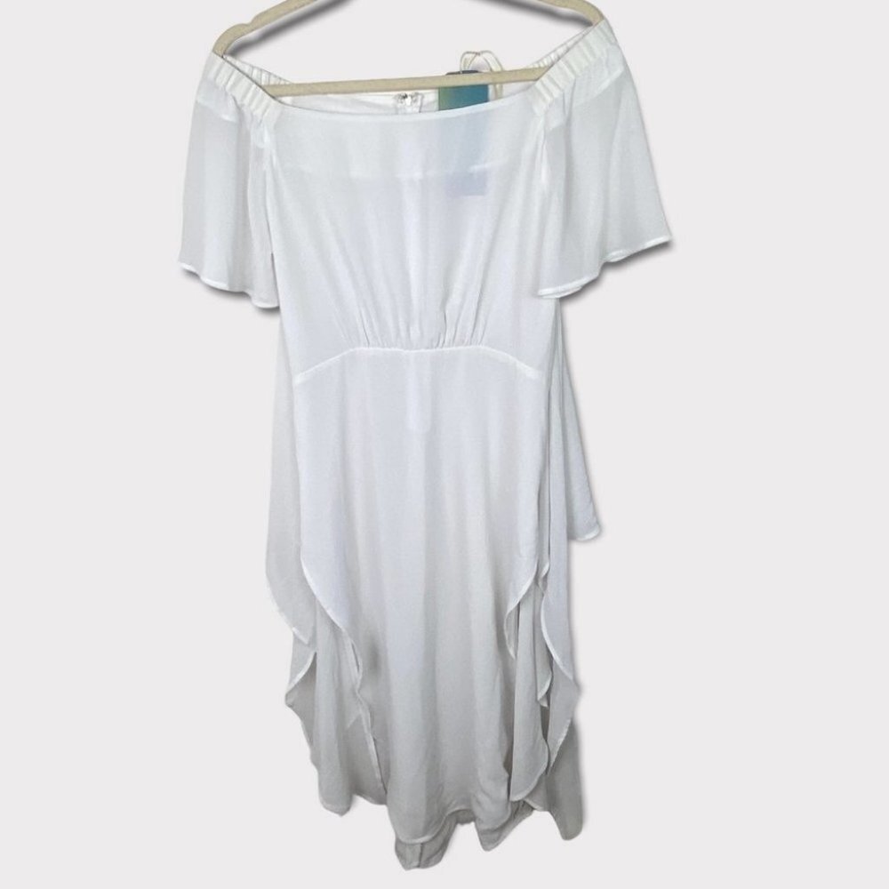 NWT Show Me Your‎ Mumu White Dress Mini Short Sleeve Off Shoulder Tie Waist Boho